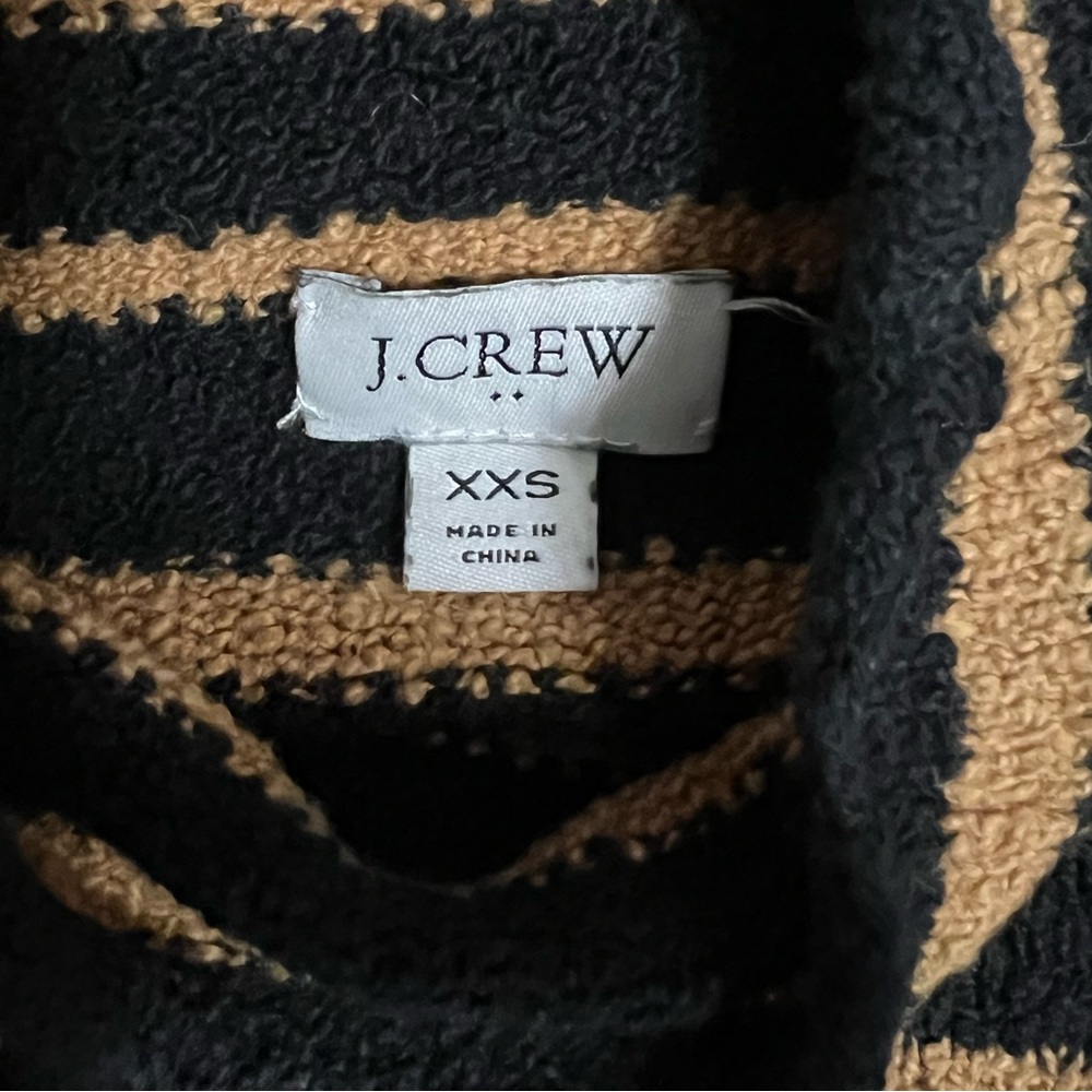 J. Crew Women’s Sweater Black and Tan Striped Mock Turtleneck Sweater Size XXS - Picture 2 of 5
